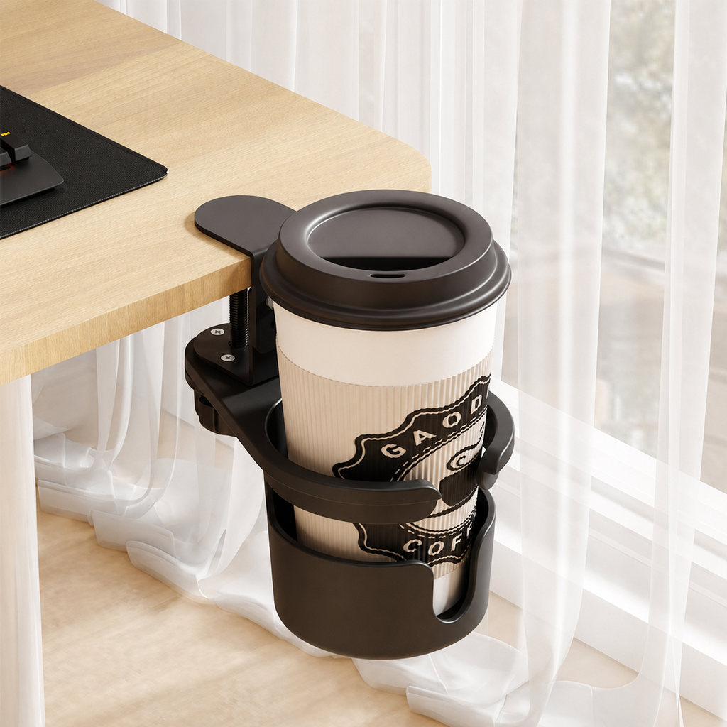 Rotating Desk Cup Holder Clamp