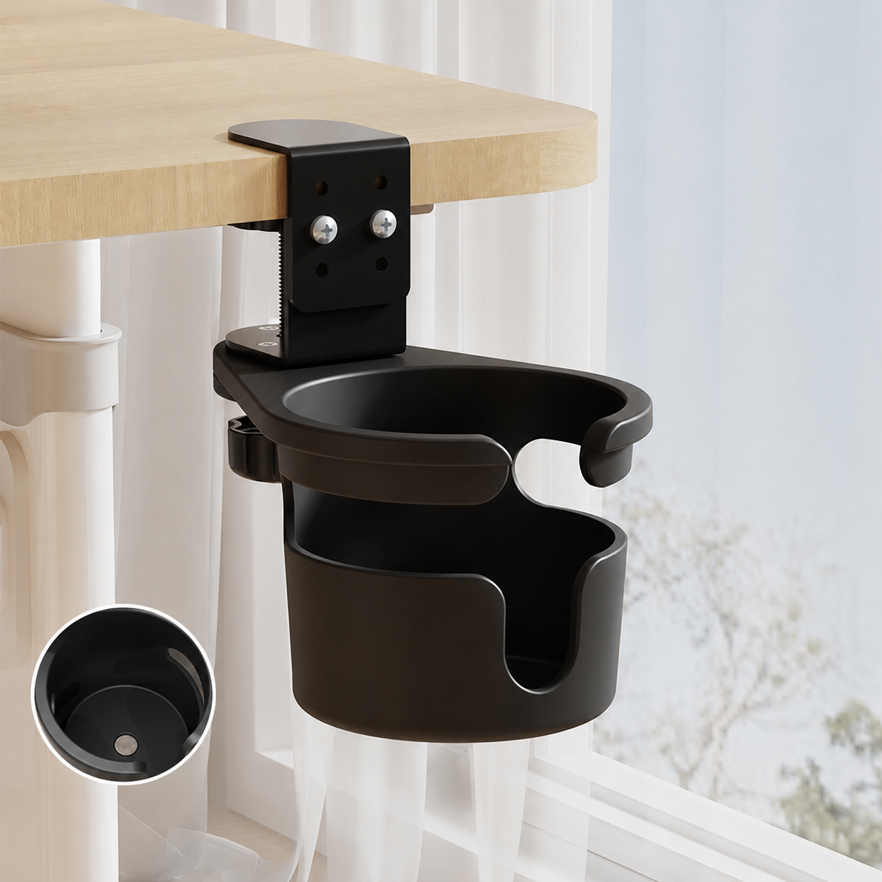 Rotating Desk Cup Holder Clamp